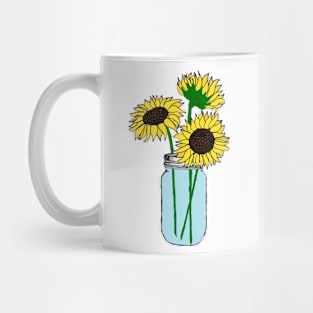 Sunflowers in Blue Jar Mug